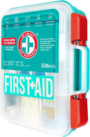 Be Smart Get Prepared First Aid Kit, Teal, 326 Piece, Exceeds OSHA and ANSI Guidelines 100 People - Office, Home, Car, School, Emergency, Survival, Camping, Hunting and Sports by TinyTreasures Baby Boutique