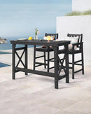 3 Pieces HDPE Outdoor Bar Table and Chairs Set, Tall Adirondack Chairs Set of 2 with Rectangular Bar Table, Patio Bar Stools Set, HDPE Outdoor Patio Bar Set for Balcony, Porch, Deck, Obsidian by GreenHaven Gardens