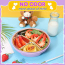 Nuogo 1 Pcs Stainless Steel Baby Suction Plates with Removable Silicone Shell 2-in-1 Metal Toddler Bowl Divided for Picky Eaters Kid Feeding Led Weaning Supply, Dishwasher Safe (Purple) by TinyTreasures Baby Boutique