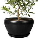 Ceramic Pot for Plants Large - 13 Inch Plant Pot Indoor with Drainage Hole and Saucer Round Planter Decorative Planter Outdoor Flower Pot for House Decor Balcony Black by GreenHaven Gardens