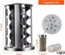 DOUBLE 2 C Revolving Countertop Spice Rack Stainless Steel Seasoning Storage Organization,Spice Carousel Tower for Kitchen Set of 16 Jars (16Jars) by CozyNest Decor