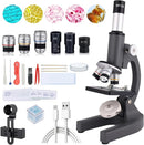 Gray 40-2000X Magnification Compound Microscope for Adults Kids with Slides, Fill Light - Suitable for Children, Students, Home, School, Laboratory Kit by TinyTreasures Baby Boutique