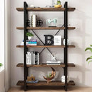 5-Tier Industrial Style Solid Wood Bookcase and Book Shelves,Rustic Wood and Metal Shelving Unit， Living Room,Modern Rustic Open Industrial Book Shelf Office,Distressed Brown (AY-02-5Tier) by CozyNest Decor
