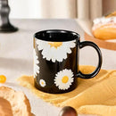 12Oz Daisy floral Black Ceramic Mug, Mug for Daily Coffee and Tea, Lead-free Microwave and Dishwasher Safe Coffee Mug, Perfect gifts for Women and men by CozyNest Decor