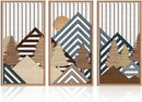 IARTTOP Large Mountain Wood Wall Art 16"x32"x3 Abstract Forest Wall Sculpture Geometric Boho Sunset Wilderness Artwork for Bedroom Living Room Office by CozyNest Decor