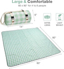 Picnic Blanket, 80''x80'' Waterproof Outdoor Blankets, Picnic Mat Washable for Beach, Picnic Blankets for Camping on Grass with Shoulder Strap - Green & White by TinyTreasures Baby Boutique