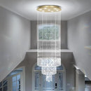 Flashing God D24''XH86'' Modern Foyer Chandelier for High Ceiling Raindrop Crystal Chandelier High Ceiling Pendant Light Fixture for Hallway Living Room (Gold Staircase Chandeliers) by CozyNest Decor