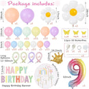 Pastel 219Pcs Daisy Balloon Garland Kit & Arch - 18 10 5 Inch Pastel Rainbow Balloons for 9th Birthday Girl by TinyTreasures Baby Boutique