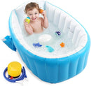 Baby Inflatable Bathtub, Portable Infant Toddler Bathing Tub Non Slip Travel Bathtub Mini Air Swimming Pool Kids Thick Foldable Shower Basin with Air Pump, Blue by TinyTreasures Baby Boutique