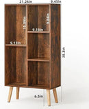 LEYAOYAO 5 Cube Small Bookshelf,3 Tier Mid-Century Bookcase with Legs,Wood Bookshelves Storage Organizer Shelf,Narrow Book Shelves,Brown Bookcases by CozyNest Decor