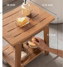 HDPS Shower Bench Seat for Inside, Waterproof Poly Lumber Shower Stool for Shaving Legs, Bathroom Foot Rest with Storage Shelf, Plastic Bath Chair Seat for with Adjustable Feet, No Maintenance, Brown by TinyTreasures Baby Boutique