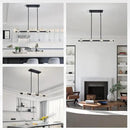 XINGQI Modern Chandeliers for Dining Room Over Table, 8-Light Rectangular Kitchen Island Light Fixture, Linear Farmhouse Metal Glass Black Vintage Hanging Lamp for Living Room Bar by CozyNest Decor