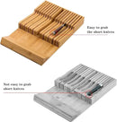 Bamboo Kitchen Drawer Knife Holder, In-drawer Knife Block, Knife Drawer Organizer fit for 16 knives and 1 steel sharpening by CozyNest Decor