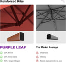 PURPLE LEAF 9' X 12' Double Top Deluxe Wood Pattern Rectangle Patio Umbrella Offset Hanging Umbrella Outdoor Market Umbrella Garden Umbrella, Brick Red by GreenHaven Gardens