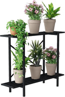 Zhongma 2 Tier Metal Sturdy Heavy Plant Stand, Narrow Plant Stand Indoor and Outdoor, L35.43 x W10.3 x H27.5 inch, 440 LBS Capacity & Heavy Duty Construction by GreenHaven Gardens