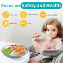 Stainless Steel Toddler Plate with Suction, 9” Divided Plates with Removable Silicone Sleeves for Kids, Non Toxic & BPA Free | Non Slip | Unbreakable Baby Snack Dishes Set of 2, Blue & Sage by TinyTreasures Baby Boutique