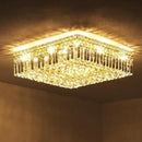 12-Lights Gold Crystal Flush Mount Ceiling Light Fixtures,Elegant Crystal Chandelier Pendant Ceiling Lamp for Bedroom,Living Room,Dining Room,Hallway H5.9 x W20 x L20 (Bulb Not Included) Square by CozyNest Decor