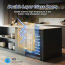 Wine and Beverage Refrigerator with Glass Door, 24-Inch Dual Zone Wine Fridge Under-Counter,4.6 Cu.Ft. 65 Cans and 20 Bottles Wine Cooler,Built-in or Freestanding Wine and Drink Fridge with Blue Light by CozyNest Decor
