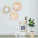 LOCS MICRAI Boho Wall Basket Decor Set of 3 - Flat Woven Basket Wall Hanging Decor,Round Tassels White Macrame Tapestry Wall Decor Art,Handmade Rattan Wicker Seagrass Home Wall Baskets Decor by CozyNest Decor