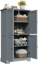 ChooChoo Bathroom Floor Cabinet, Modern Bathroom Storage Cabinet with 4 Doors and Adjustable Shelves, Freestanding Cupboard for Living Room, Grey by CozyNest Decor