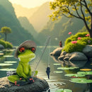 Frog Fishing Decor, Summer Garden Statues, Ocean Beach Decorations, Home Bookshelf Desktop Statues Shelves Bathroom Decorative Ornaments Gift (Frog Fishing) by CozyNest Decor