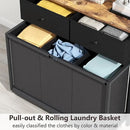 Laundry Hamper Laundry Basket with 3 Section Pull-Out Rolling Bags & 2-Tier Storage Shelf, Laundry Sorter for Organization and Storage with 2 Drawers for Laundry Room, Bathroom by CozyNest Decor