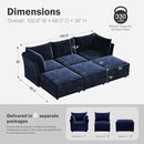 102.6" Luxury Modular Sleeper Sofa Bed 6 Seat Reversible Sectional Couch Deep Seat with Storage Chaises Removable Cover for Living Room, Apartment - Chenille Blue by CozyNest Decor
