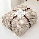 Longhui bedding Chunky Cable Knit Throw Blanket Lightweight Beige 100% Organic Cotton Blanket for Sofa Couch Bed Baby Nursery, Rustic Shabby Chic Modern Farmhouse, 51” x 63” Give Laundering Bag by CozyNest Decor