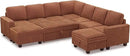 Belffin Oversized Sofa Bed Modular Sectional Sleeper Sofa with Pull Out Bed L Shaped Couch with Storage Chaise Brick Red Couch by CozyNest Decor