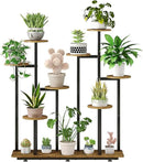Plant Stand Indoor 9 Tier 11 Potted Multiple Flower Pot Holder for Patio Garden Balcony Living Room Corner (9 Tier Black+Rustic Brown) by GreenHaven Gardens