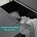 Black Coffee Table with Storage, Cocktail Table with Hinged Lift Top, Farmhouse Square Wood Center Table with Large Hidden Storage Compartment for Living Room, Square Coffee Table, Metal Edges Decor by CozyNest Decor