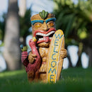 Welcome Tiki Statue with Surfboard Flamingo-Solar Outdoor Decor - Tiki Man with Automatic Switch On Flickering Eyes LED Light for Tiki Bar Decorations, Patio, Balcony, Yard,Lawn,Gifts by GreenHaven Gardens