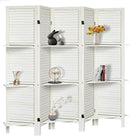 Room Divider with Shelves, Privacy Screen, Room Dividers and Folding Privacy Screens, 5 Panel Wood Temporary Wall Partition Separation Separator, White