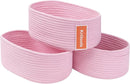 Cute Baskets for Shelf Storage Small Woven Basket to Store and Organize Daily Items/Durable Rope Basket for Living Room, Bedroom,Playroom/Oval-13x8.66x5.11’’,Stylish 3 Packs Pink by TinyTreasures Baby Boutique