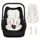 Infant Car Seat Insert, Car Seat Head Support Baby Girls Boys, Soft & Reversible Newborn Carseat Insert Cushion with 2 Strap Covers, for Stroller, Swing, Bouncer (White Wildflowers) by TinyTreasures Baby Boutique
