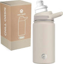 Chill Oasis Water Bottle | Compatible With Popular Flavor Cartridges | BPA Free, Leak Proof, Double-Walled Vacuum Insulated Stainless Steel, and Dishwasher Safe | Cold for 24 Hours (Beige, 12oz) by CozyNest Decor
