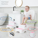 Two Step Stools for Toddlers Girls, Small Kids Step Stool for Bathroom Sink, No Slip Toddler Step Stool for Little Grils Room Princess Bedroom Closet Potty Training (2 Pack, White-Pink) by TinyTreasures Baby Boutique