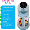 EVLA'S Baby Food Maker, Steamer, Blender, Baby Food Processor for Healthy Homemade Baby Food in Minutes, Touch Screen with 6 Reusable Food Pouches, Baby Registry Essential, Blue by TinyTreasures Baby Boutique