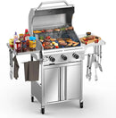 3-Burner Gas Grill with Folding Side Tables,Stainless Steel 24,000 BTU BBQ Grill,Outdoor Propane Grill for Barbecue,Patio,Camping by GreenHaven Gardens
