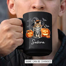 Personalized Maine Coon with Pumpkins Cup for Halloween, Maine Coon Wearing Witch Hat Coffee Mug, Cat Halloween Ceramic Cup 11oz 15oz, Pet Cat Black Mug, Gift for Pet Lover Dad Mom Children by TinyTreasures Baby Boutique