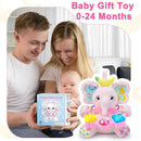 Baby Elephant Musical Stuffed Animals Toy with Light-Up Music & Crinkle Sound Paper,Infant Bilingual Early Learning Education Toys,Tummy Time Toys for 0-3-6-12+ Months Boy Girl, Pink by TinyTreasures Baby Boutique