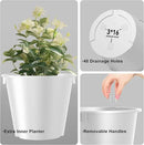 Kante Tall Round Planter Set of 2, 29 Inch Tall Decorative Planter Pots for Outdoor Indoor Garden Patio Front Porch (White) by GreenHaven Gardens
