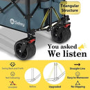 Sekey 48''L Collapsible Foldable Extended Wagon with 440lbs Weight Capacity, Heavy Duty 300L Folding Utility Garden Cart with Big All-Terrain Beach Wheels & Drink Holders. Blue&Grey by GreenHaven Gardens