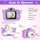 Kids Camera,HD Digital Video Camera with Protective Cover,Childrens Toys for 3 4 5 6 7 8 9 Year Old Boys/Girls,Selfie Camera for Kids,Christmas Birthday Gifts with 32GB SD Card (Unicorn Purple) by TinyTreasures Baby Boutique