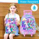 Girls Rolling Backpack, Cute Mermaid Roller Wheels Kids Bookbag - Wheeled Elementary School Bag - 3PCS Mermaid by TinyTreasures Baby Boutique