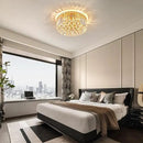 4-Light Gold Crystal Chandeliers Flush Mount Chandelier Light Fixture with K9 Crystals Modern Ceiling Lights Elegant Round Lamp for Bedroom,Hallway,Bar,Living Room,Dining Room,H5.9 xW13.7 by CozyNest Decor