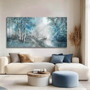 SOUGUAN Forest Wall Art for Living Room Foggy Tree Artwork Sunlight Wall Decor Nature Wall Decorations on Canvas 24"x48" Wall Paintings Ready to Hang by CozyNest Decor