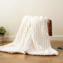 Battilo Chunky Knit Throw Blanket, Soft and Thick Chenille Throw Blanket, 50"x60" Handmade Cable Knit Crochet Blanket, Large Rope Knot Throw Blankets for Couch Sofa Bed Home Decor, Cream by CozyNest Decor