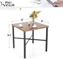 PHI VILLA 36"X36" Outdoor Metal Counter Height Table with 1.57" Umbrella Hole, Square Table with Teakwood-Brown Table Top and Black Table Legs for Outdoor and Indoor by CozyNest Decor