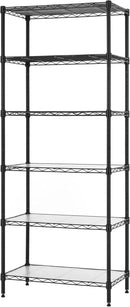 Finnhomy 6-Tier Wire Shelving Unit - Adjustable Steel Wire Rack with 6 Shelves, PE Mat and Stable Leveling Feet, NSF Certified, Black by GreenHaven Gardens